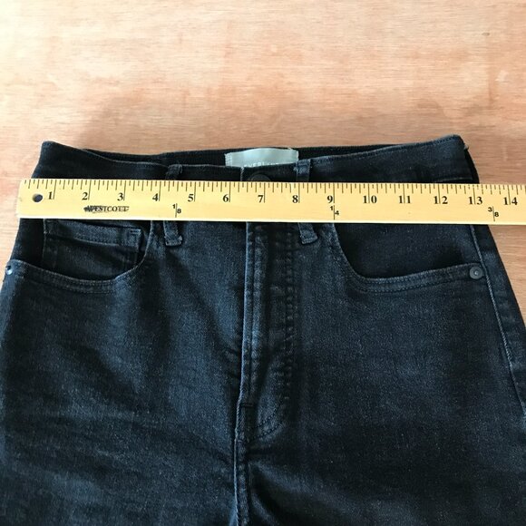 Everlane Skinny Jeans Women 28 Black Mid Rise Raw Hem Stretch Preppy 18005 - Picture 9 of 14